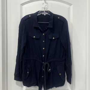 Women's Navy Noble U utility tie waist shirt